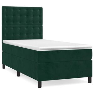 vidaXL Boxspring met matras fluweel donkergroen 80x200 cm