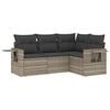 vidaXL 4-delige Loungeset met kussens poly rattan lichtgrijs