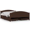 vidaXL Bedframe met 4 lades 140x200 cm massief grenenhout donkerbruin