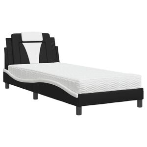 vidaXL Bed "Viana" met matras kunstleer zwart en wit 90x190 cm