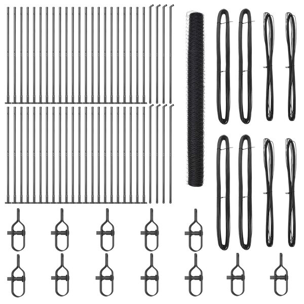 vidaXL Afrasteringspaal Grijs 100 x 1,5 m (50 mm gaas) Staal en PVC