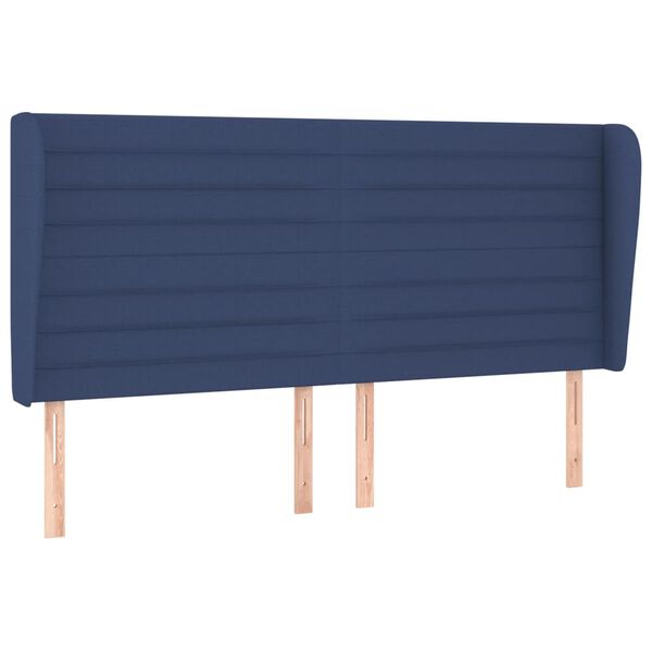 vidaXL Hoofdbord met randen 163x23x118/128 cm stof blauw
