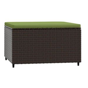 vidaXL Voetensteun met kussen poly rattan bruin