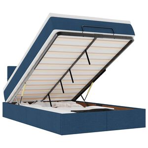 vidaXL Bed poef met matras en LED's 120x200 cm stof blauw