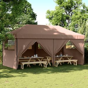 vidaXL Partytent inklapbaar pop-up met 4 zijwanden bruin