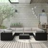 vidaXL 9-delige Loungeset met kussens poly rattan zwart