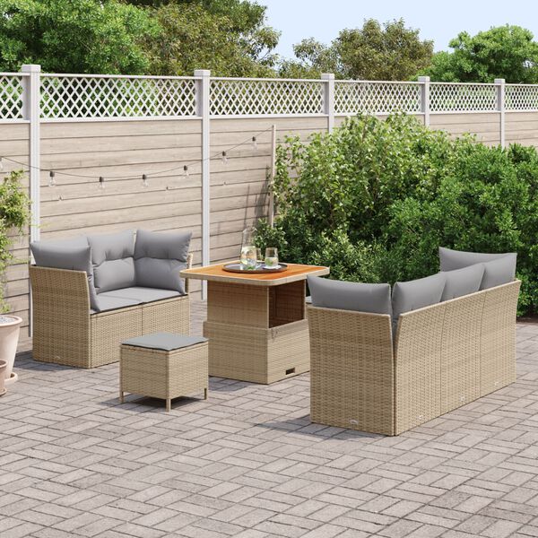 vidaXL Tuin Sofa Set met kussen met opslag 8 pcs beige en lichtgrijs