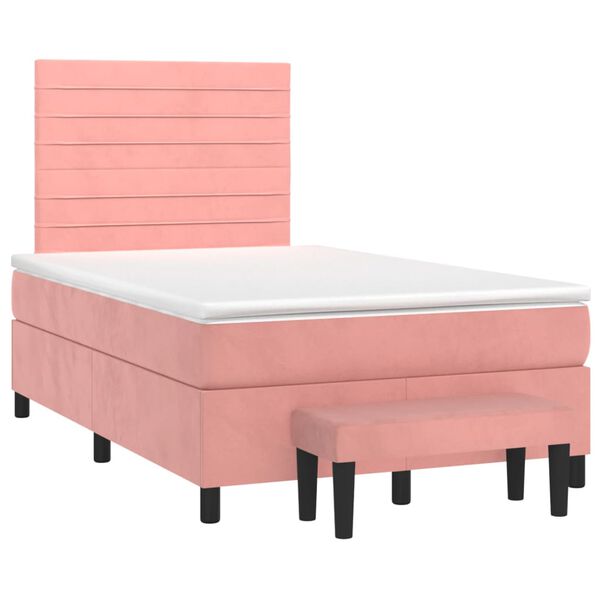vidaXL Boxspring met matras fluweel roze 120x200 cm
