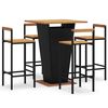 vidaXL 5-delige Tuinbarset poly rattan en massief acaciahout zwart
