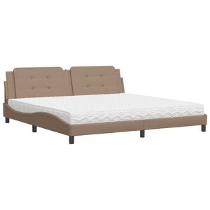 vidaXL Bed met matras "Zadar" kunstleer cappuccinokleurig 200x200 cm