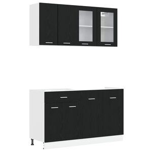 vidaXL Keuken Eenheid LYON 4 pcs Zwart eiken Bewerkt hout