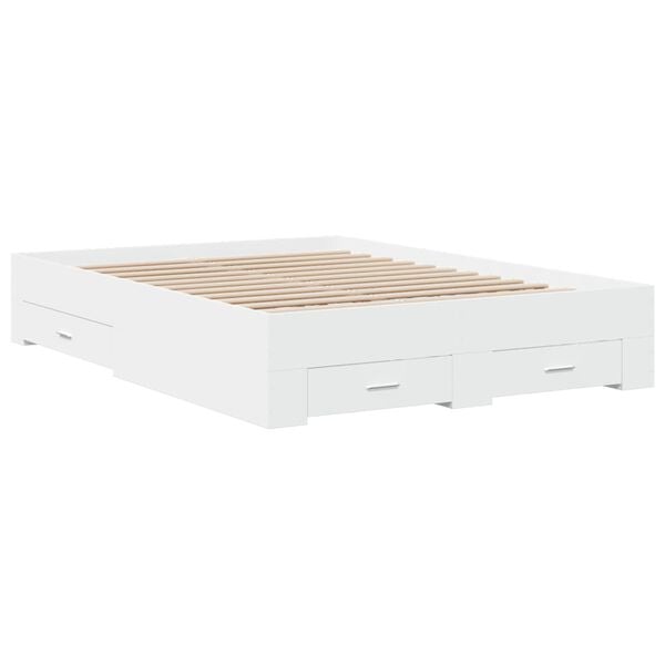vidaXL Bedframe met lades bewerkt hout wit 135x190 cm