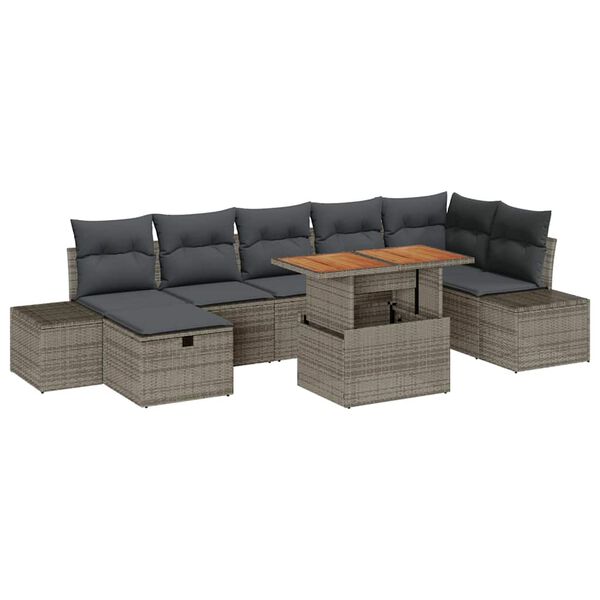 vidaXL Tuin Sofa Set 8 pcs Grijs poly rattan
