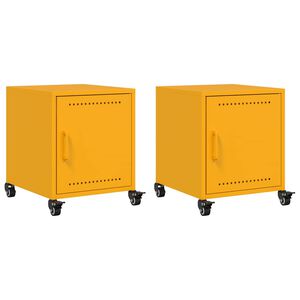 vidaXL Nachtkastjes 2 st 36x39x43,5 cm staal mosterdgeel