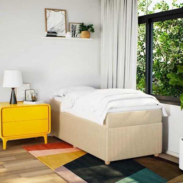 vidaXL Boxspring met matras stof cr&egrave;mekleurig 90x190 cm