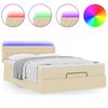 vidaXL Bed poef met matras en LED's 140x200 cm stof cr&egrave;mekleurig