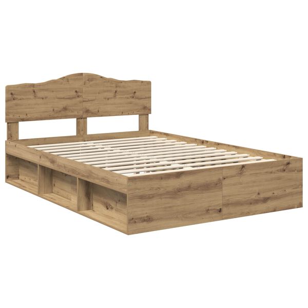 vidaXL Bedframe Ambachtelijk eiken 150 x 200 cm Massief grenenhout