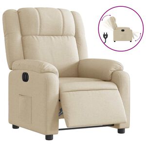 vidaXL Fauteuil verstelbaar elektrisch stof cr&egrave;mekleurig