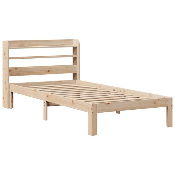 vidaXL Bedframe met hoofdbord massief grenenhout 75x190 cm