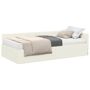 vidaXL Hoekbedframe met Matras 2 st Cr&egrave;me 80 x 200 cm Fluweel