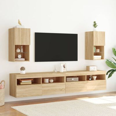 vidaXL Tv-meubel met LED-verlichting 30,5x30x60 cm sonoma eikenkleurig
