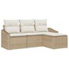 vidaXL Bankstel 4 st Beige en Cr&egrave;me poly rattan
