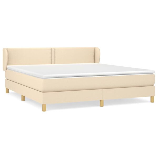 vidaXL Boxspring met matras stof cr&egrave;mekleurig 180x200 cm