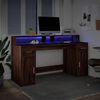 vidaXL Bureau met LED-verlichting 160x55x91 cm hout bruin eikenkleurig