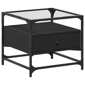 vidaXL Salontafel met zwart glazen blad 50x50x45 cm staal