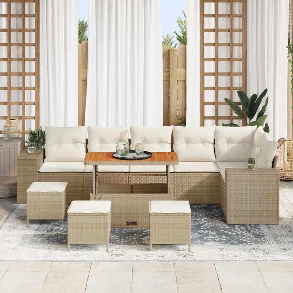 vidaXL Tuin Sofa Set 10 pcs Beige poly rattan