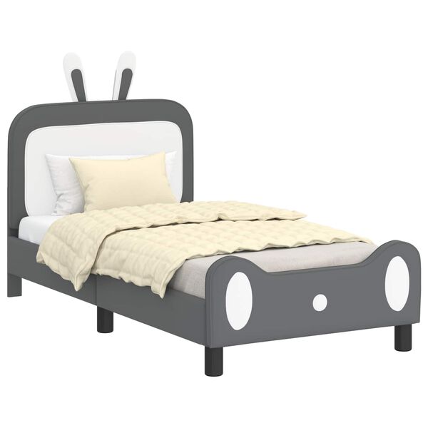vidaXL Bedframe voor kinderen met hoofdbord Lichtgrijs 80 x 160 cm PU