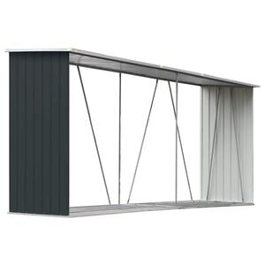 vidaXL Haardhoutschuur 330x84x152 cm gegalvaniseerd staal antraciet