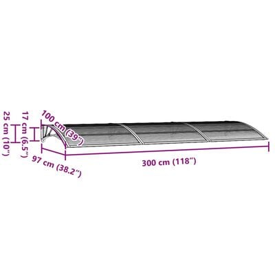 vidaXL Deurluifel 300x100 cm polycarbonaat zwart