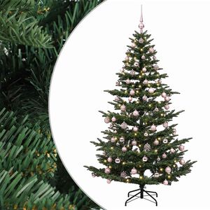 vidaXL Kunstkerstboom met kerstbal 210 cm 300 LED's Warmwit PE & PVC