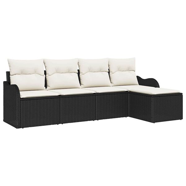 vidaXL Tuin Sofa Set met kussen met opslag 5 pcs Zwart Poly riet