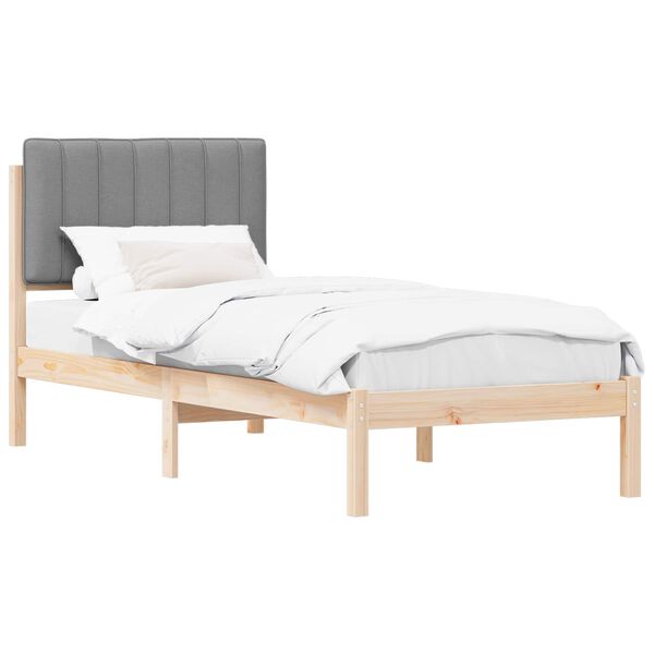 vidaXL Bedframe met Gevoerd Hoofdgedeelte Lichtgrijs 75 x 190 cm