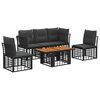 vidaXL Tuinbankenset 6 st Zwart en Donkergrijs poly rattan