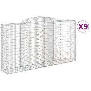 vidaXL Schanskorven 9 st gewelfd 300x50x160/180 cm ijzer