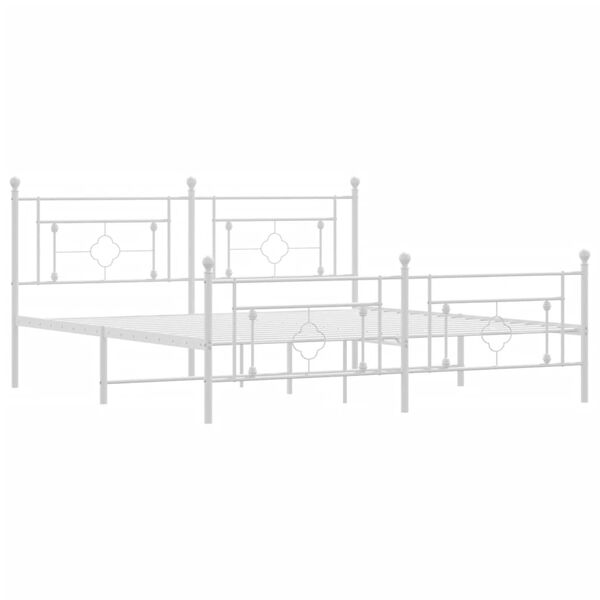 vidaXL Bedframe met hoofd- en voeteneinde metaal wit 183x213 cm