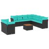 vidaXL 11-delige Loungeset met kussens poly rattan zwart