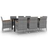 vidaXL 9-delige Tuinset met kussens poly rattan en glas