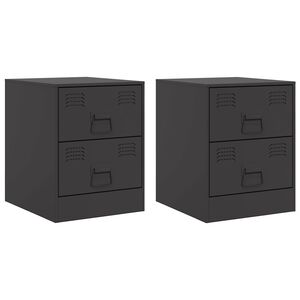 vidaXL Nachtkastjes 2 st 34,5x39x44 cm staal zwart