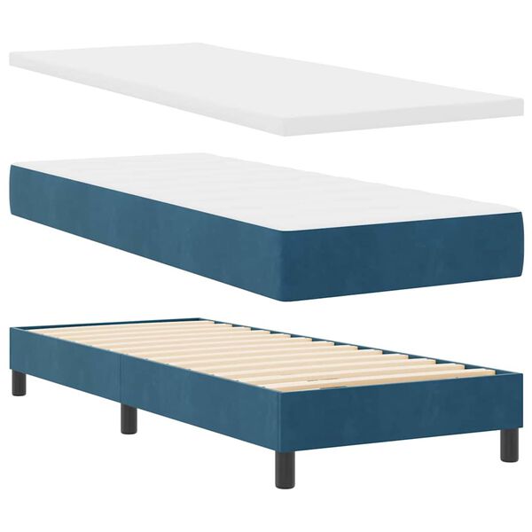 vidaXL Boxspringbed met matras Donkerblauw 200 x 80 cm Fluweel