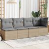 vidaXL Tuinbank 4-zits met kussens poly rattan beige