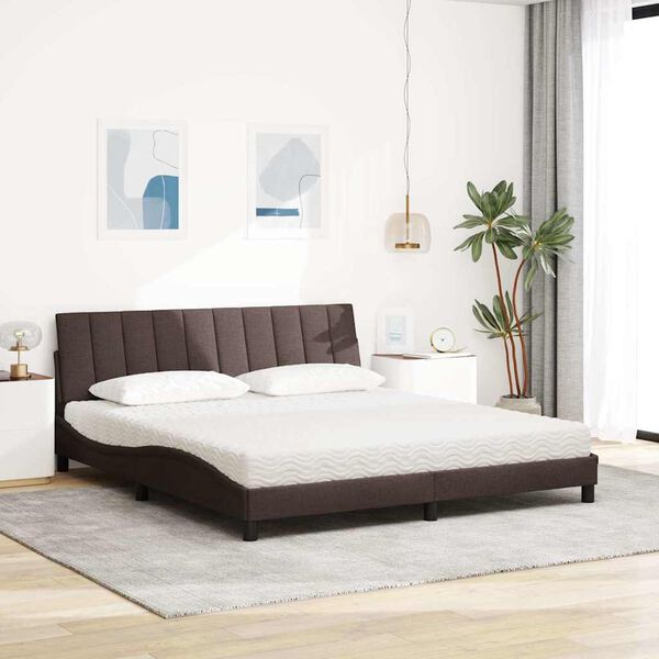 vidaXL Bed met matras "Hanko" stof donkerbruin 180x200 cm