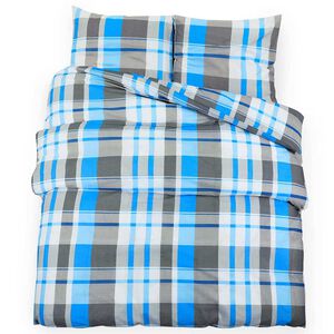 vidaXL Dekbedovertrekset 155x220 cm katoen blauw en grijs