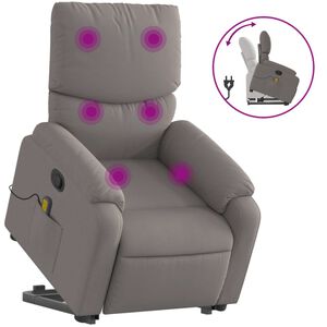 vidaXL Sta-op-massagestoel verstelbaar stof taupe