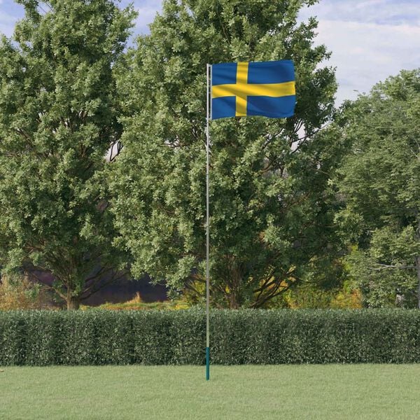 vidaXL Vlag met vlaggenmast Zweden 5,5 m aluminium