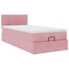 vidaXL Bed poef met matras en LED's 80x200 cm fluweel roze