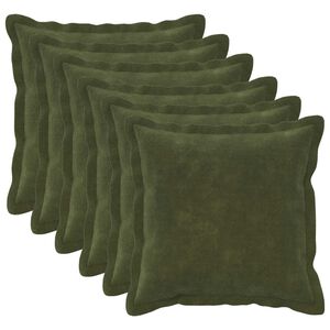 vidaXL Kussensloop 6 st HOUTEN Groen 30 x 30 cm Microfiber Fleece